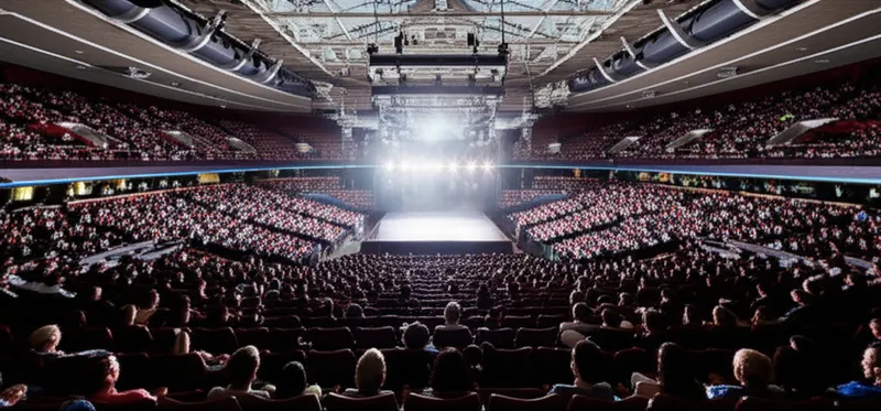 Ilustración visual de la palabra "venue" - Lugar, recinto