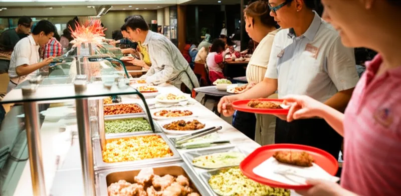 Visuelle Darstellung für das Wort „cafeteria" - Cafeteria, Selbstbedienungsrestaurant