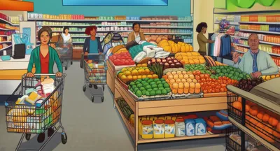 Illustration supermarkets