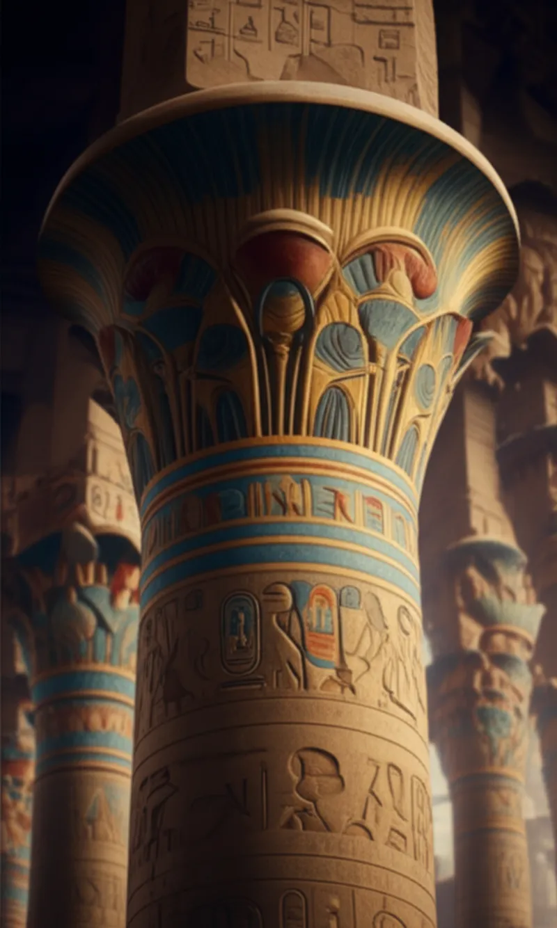 Illustration visuelle de lotus: Un motif architectural des anciens temples égyptiens - Image 1