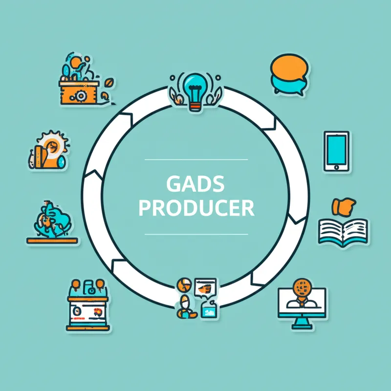 Visual illustration for the word "producer" - An individual or organization that creates goods and services.