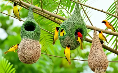 Illustration weaverbirds