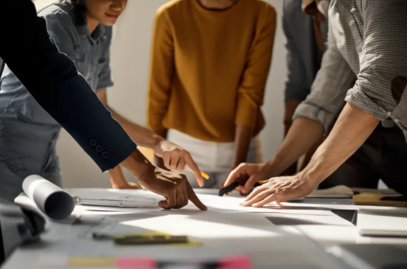 Visual illustration for the word "company" - A team; a group of people who work together professionally.