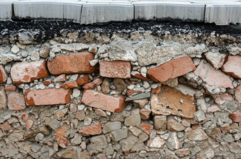 توضيح مرئي للكلمة "hardcore" - ركام، أساس