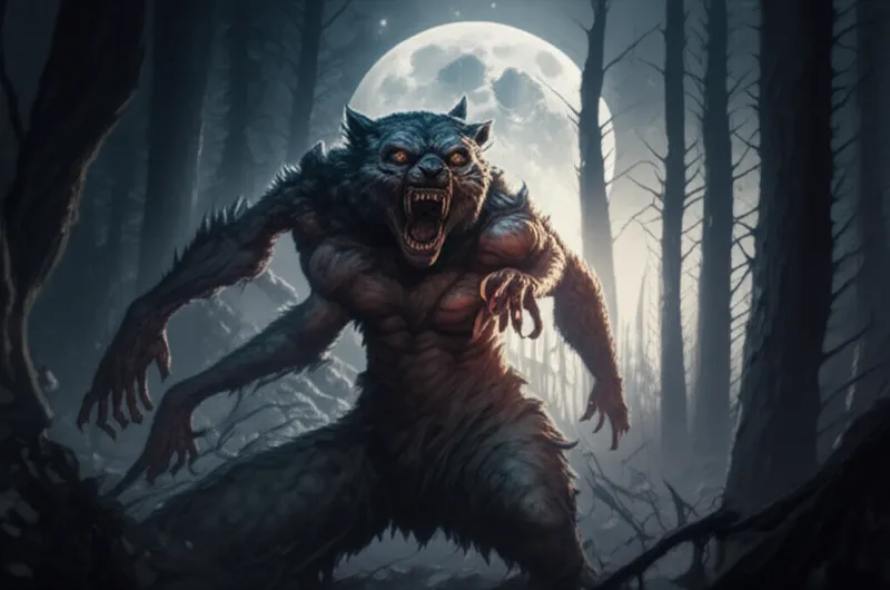 توضيح مرئي لـ lycanthrope: متحول إلى ذئب، ذئب بشري - صورة 1