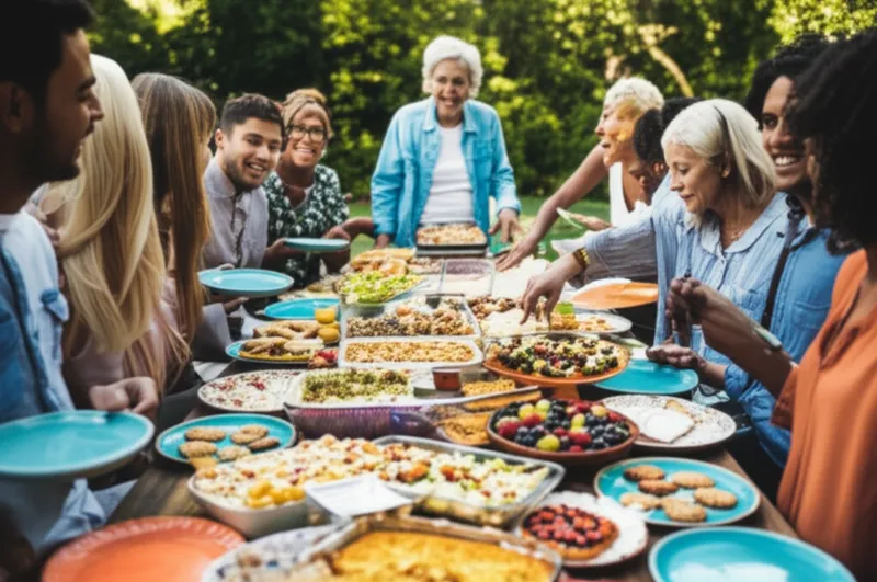 Visual illustration of pot luck: (by extension) Whatever is available in a particular situation. - Image 1