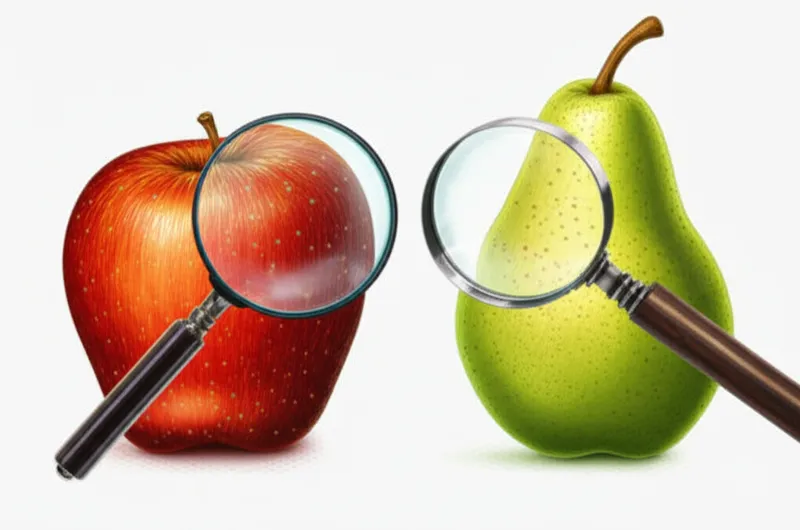 توضيح مرئي للكلمة "compared" - قارن