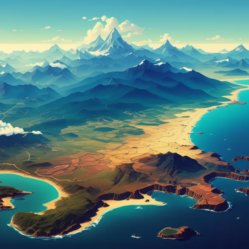 Ilustración visual de la palabra "landmasses" - Masas terrestres, continentes