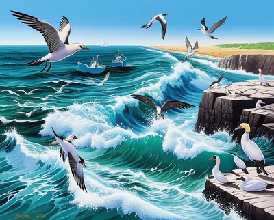 Illustration seabirds