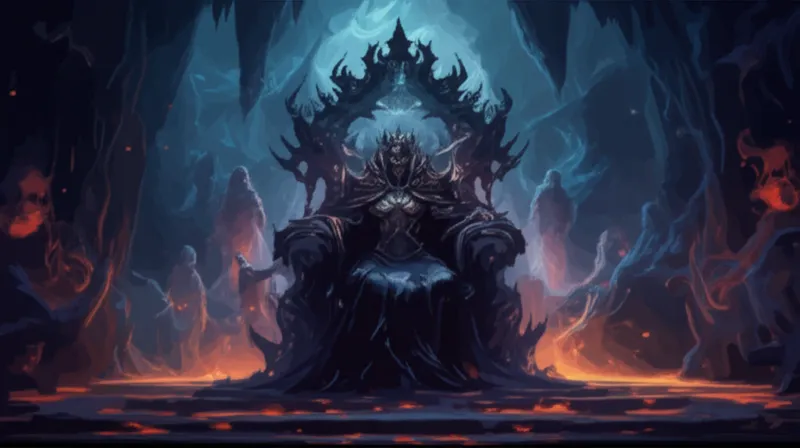 Visual illustration for the word "plutonic" - Of or relating to Pluto, the Greek and Roman god of the underworld; demonic, infernal.