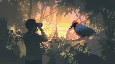 Illustration birdwatchers