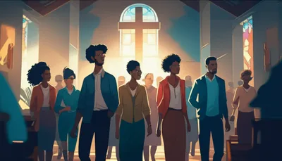 Illustration churchgoers