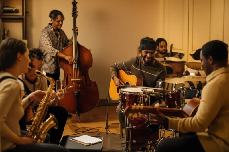 Hình ảnh minh họa cho từ "session" - Buổi diễn, buổi hòa nhạc ngẫu hứng.