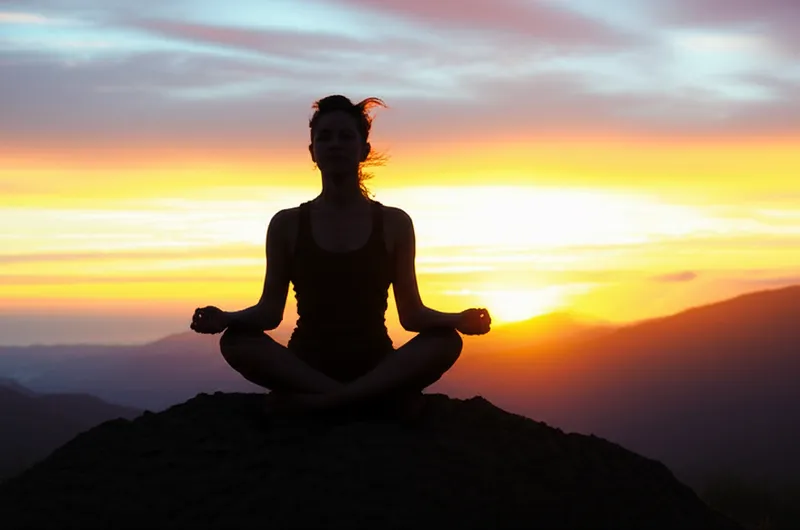 "meditating" शब्द का दृश्य चित्रण - ध्यान करना, मनन करना